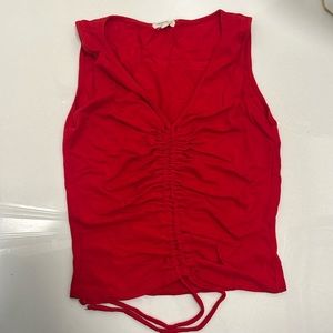 Heart & Hips Red Scrunch Front Crop Tank Top